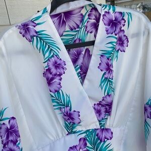 Floral White and Purple Kaftan